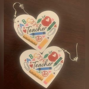 Teacher faux leather Earrings NEW